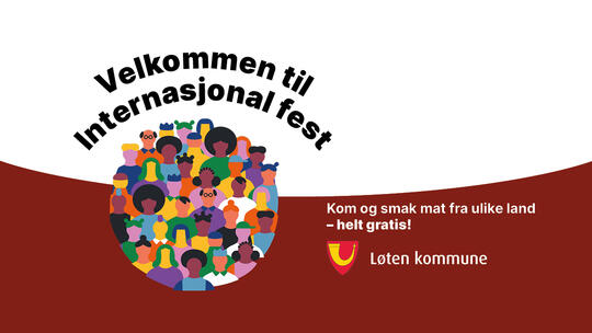 banner med tekst om internasjonal fest